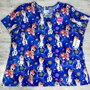 Scrubstar Disney "Olaf Flakes" V-Neck Scrub Top